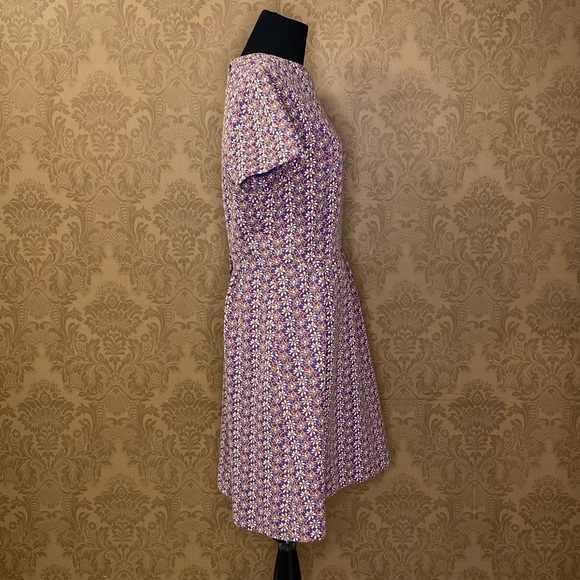 Vintage 60s 70s Flower Power Fall Floral Polyester Mad Men Mod Dress - Picture 3 of 9